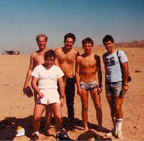 81_G_Red_Sea_Diving team.jpg - Agaba 1981 - Red Sea Diving Team - Nick Carter, Phil Slack, Tony Chandler, Pete Blakeman